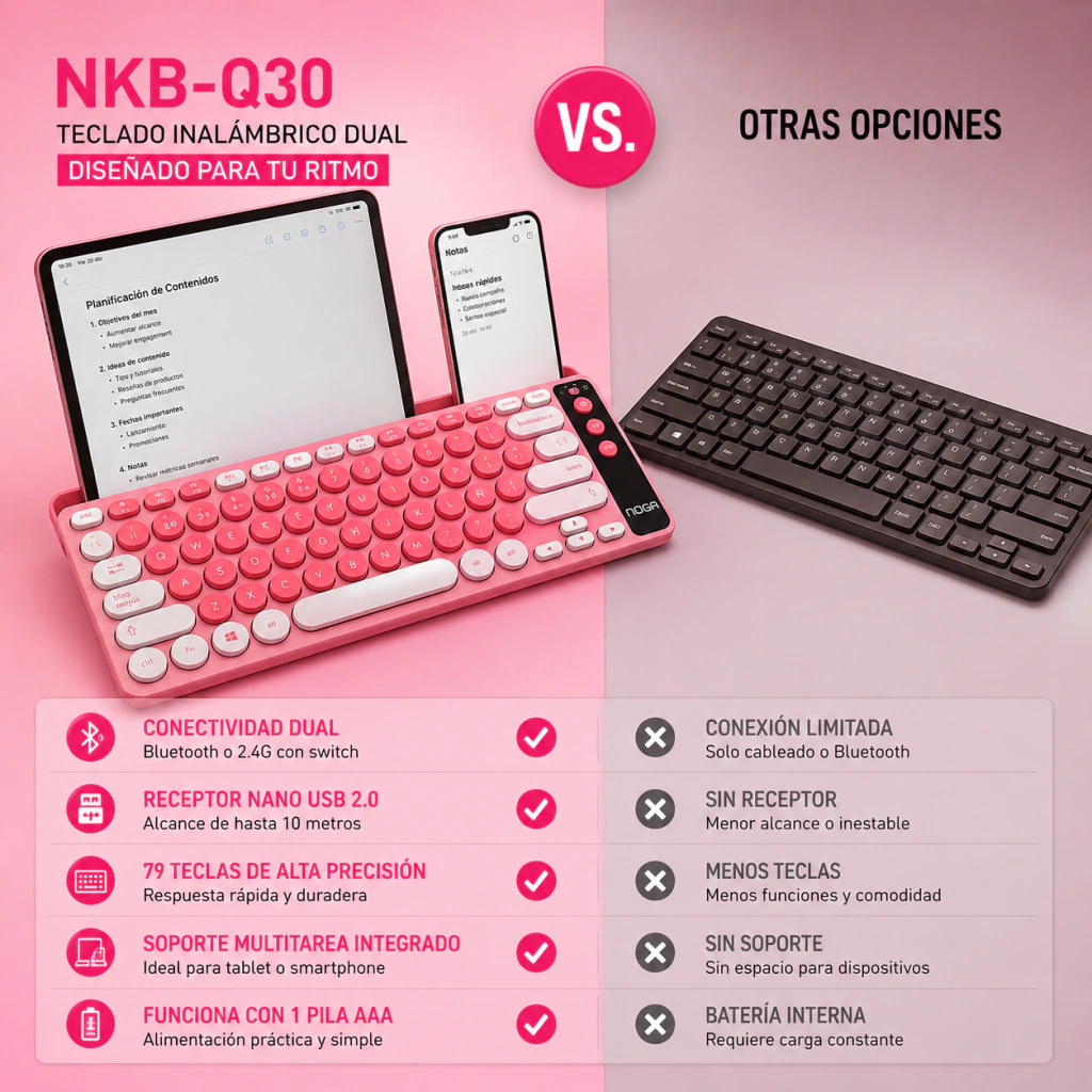 TECLADO INALAMBRICO BTH NOGA NKB-Q30 C/ SOPORTE