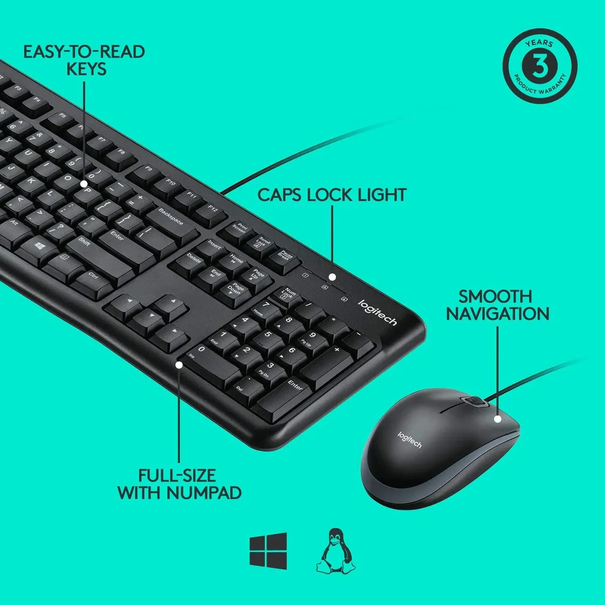 Teclado Logitech USB K120 Negro